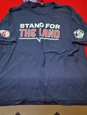 Cleveland Guardians Navy, White and Red "Stand For The Land" Graphic Tee
